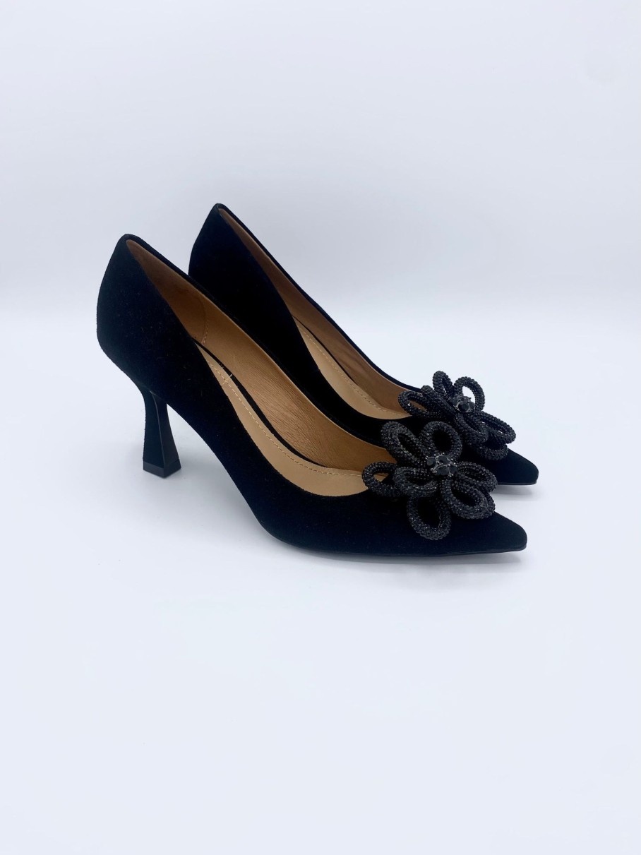 Schuhe Munich Shoebar | Flower Pump Suede Black