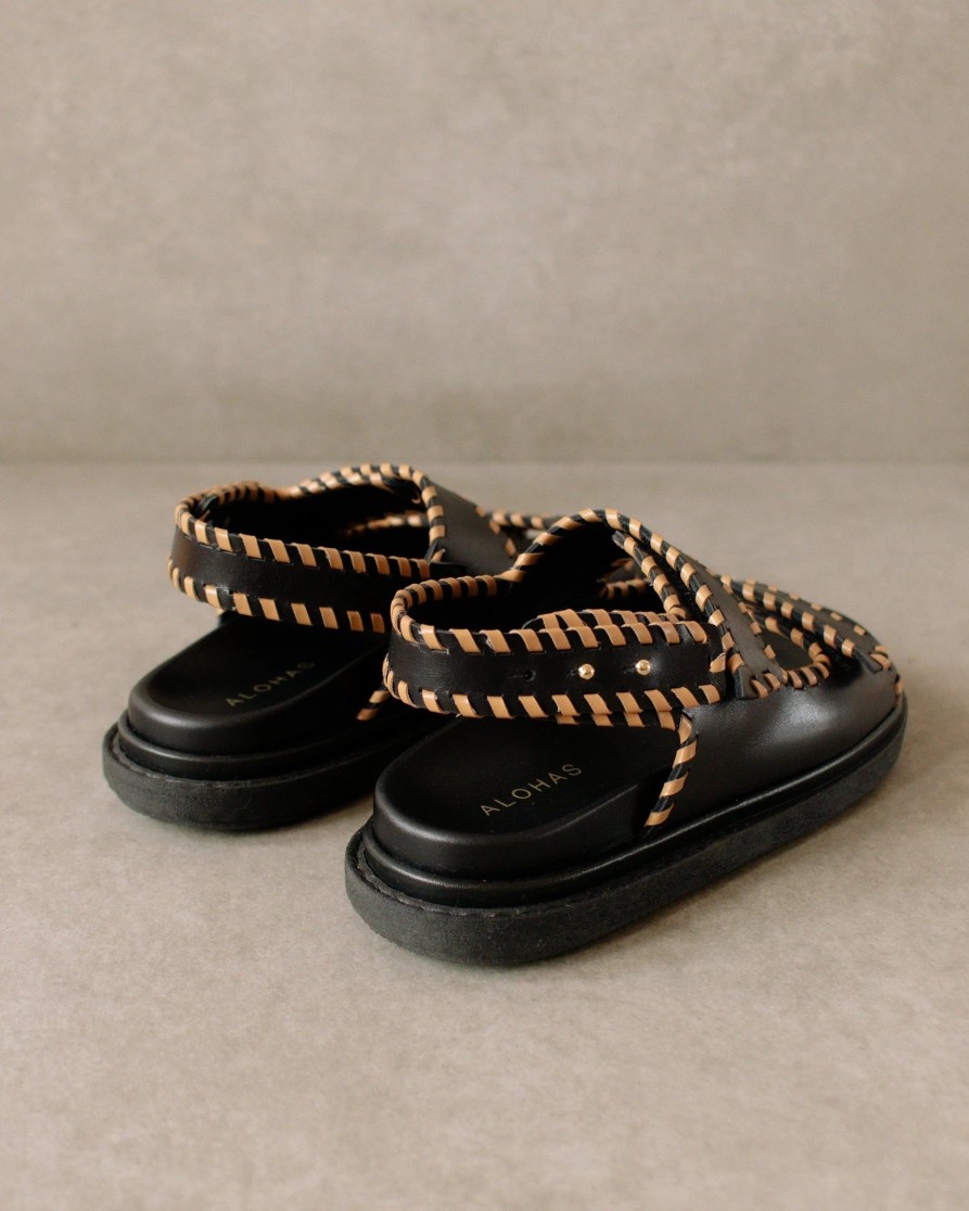 Schuhe Munich Shoebar | Barrel Black Tan Leather Sandal