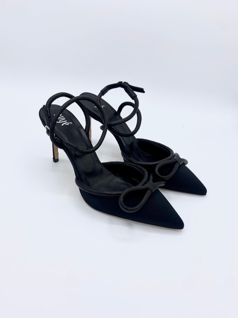 Schuhe Munich Shoebar | Satin Bow Heels Black