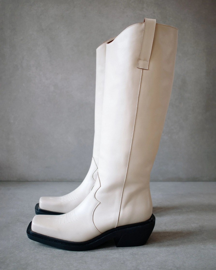 Schuhe Munich Shoebar | Cattle Ivory Cream Western Boot