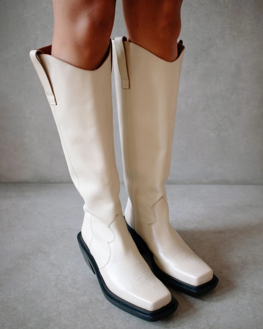 Schuhe Munich Shoebar | Cattle Ivory Cream Western Boot