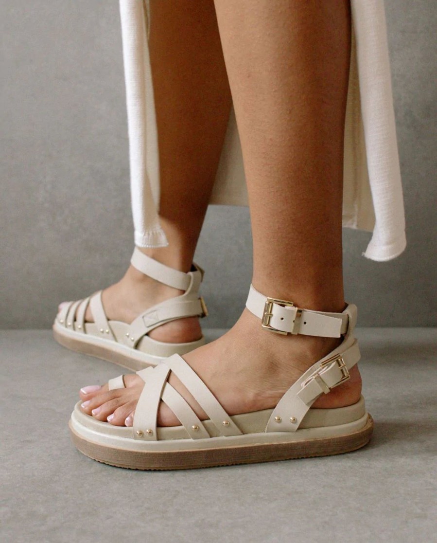 Schuhe Munich Shoebar | Buckle Up Ivory Leather Sandal