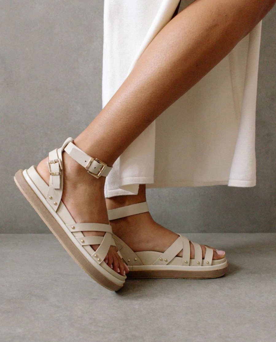 Schuhe Munich Shoebar | Buckle Up Ivory Leather Sandal