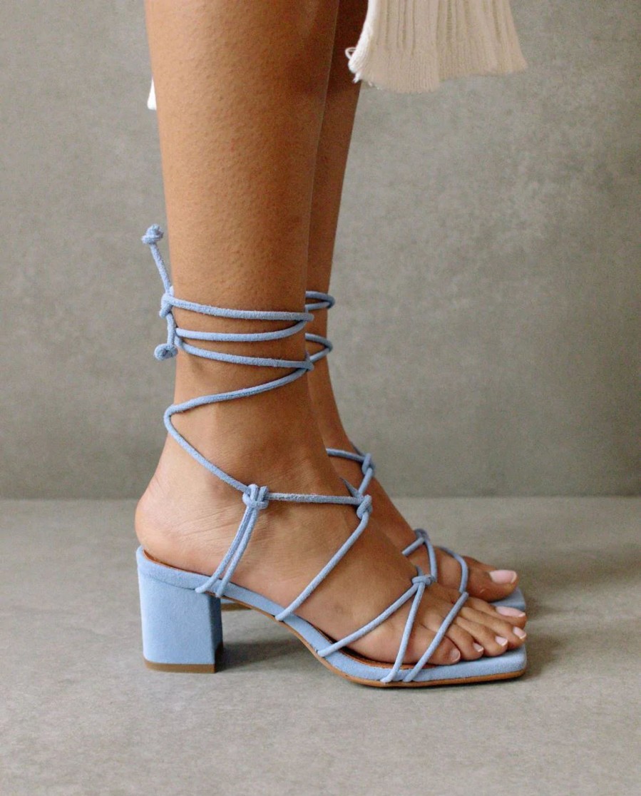 Schuhe Munich Shoebar | Paloma Light Blue Suede Sandal