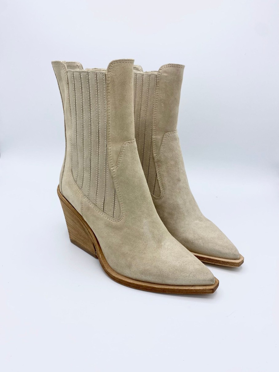 Schuhe Munich Shoebar | Suede Western Booties Creme