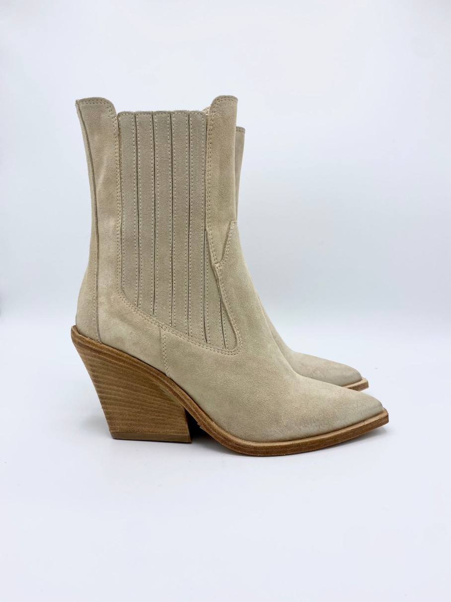 Schuhe Munich Shoebar | Suede Western Booties Creme