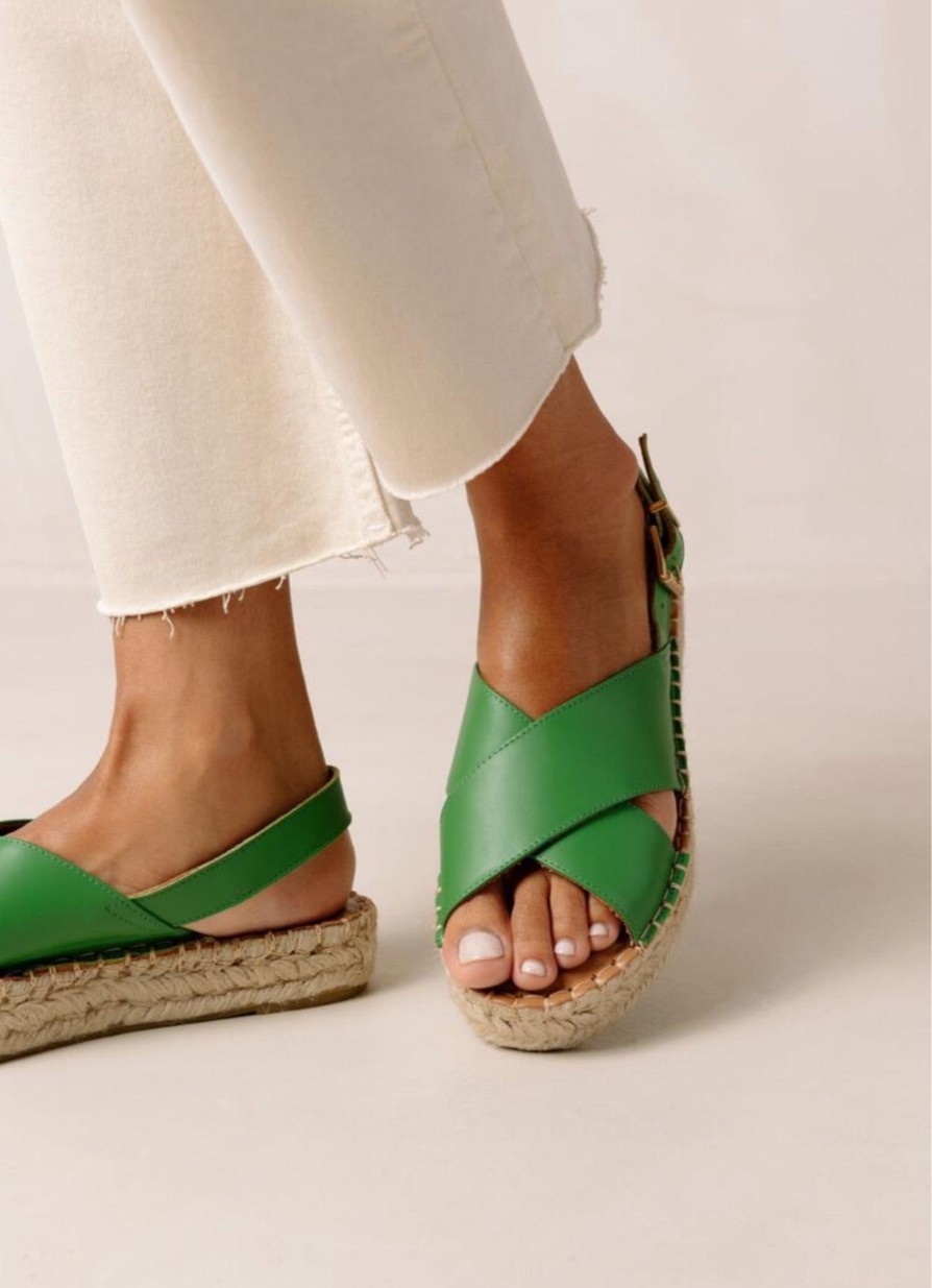 Schuhe Munich Shoebar | Crossed Evergreen Leather Sandal