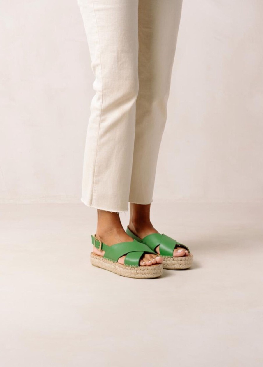 Schuhe Munich Shoebar | Crossed Evergreen Leather Sandal