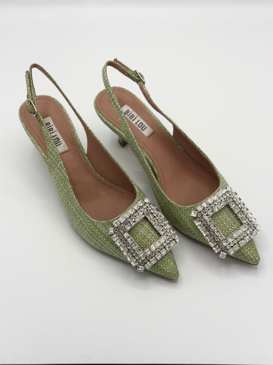 Schuhe Munich Shoebar | Crystal Heel Rafia Pistachio