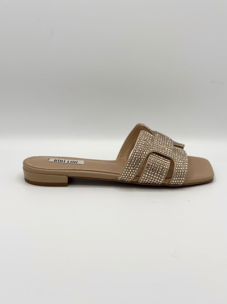 Schuhe Munich Shoebar | Nude Glitter Flat Sandal