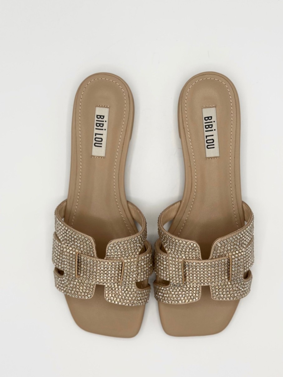 Schuhe Munich Shoebar | Nude Glitter Flat Sandal