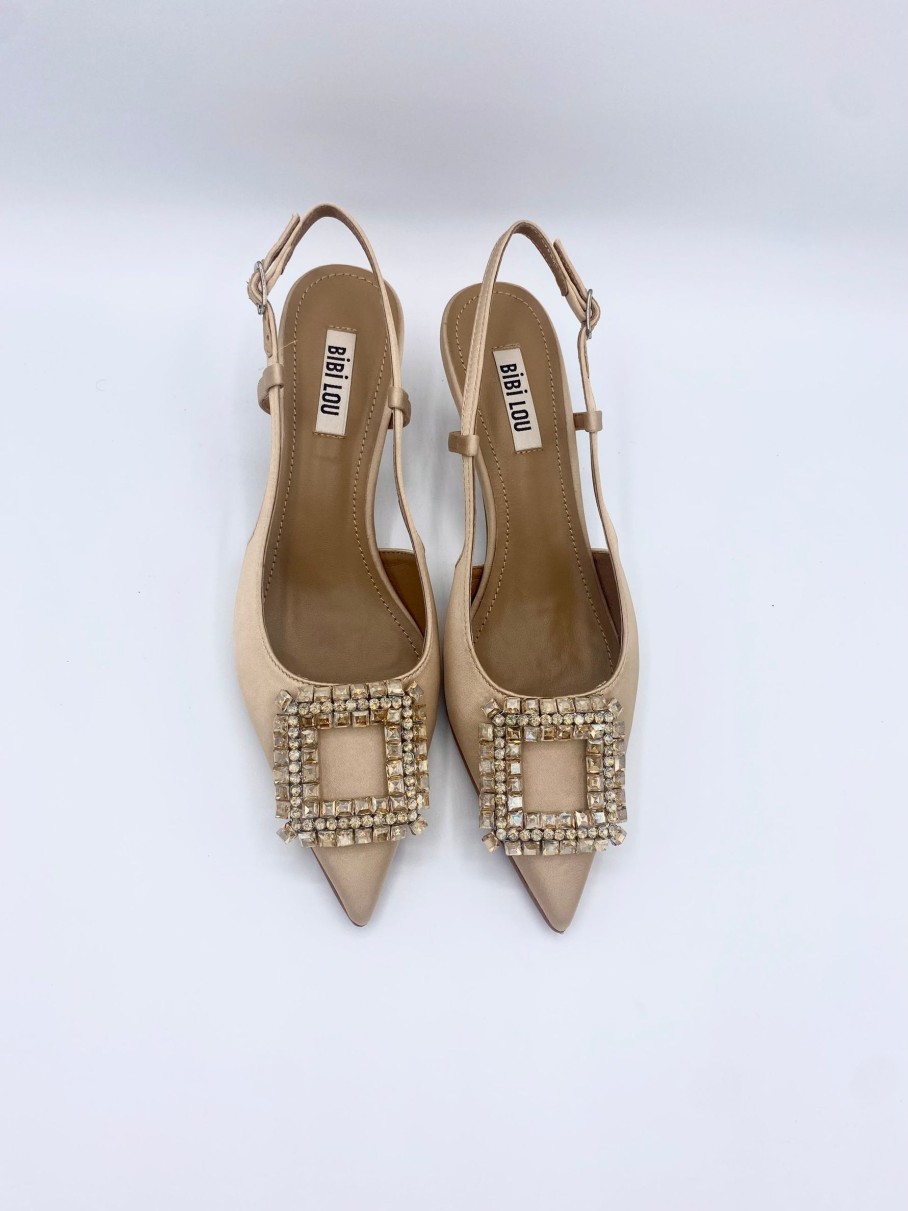 Schuhe Munich Shoebar | Crystal Satin Heel Nude