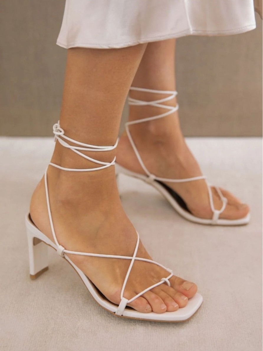 Schuhe Munich Shoebar | Bellini Pearl White Leather Sandal