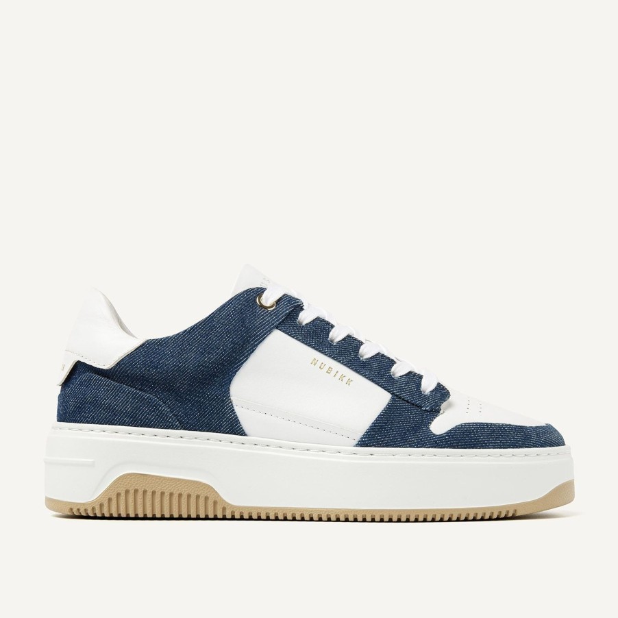 Schuhe Munich Shoebar | Basket Court Denim White Sneaker