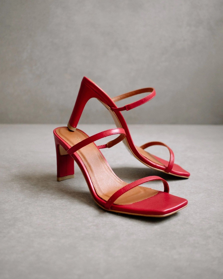 Schuhe Munich Shoebar | Cannes Dare To Red Leather Sandal